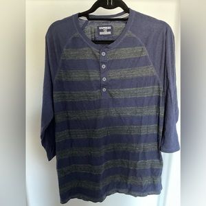 Express 3/4 Sleeve Striped Henley